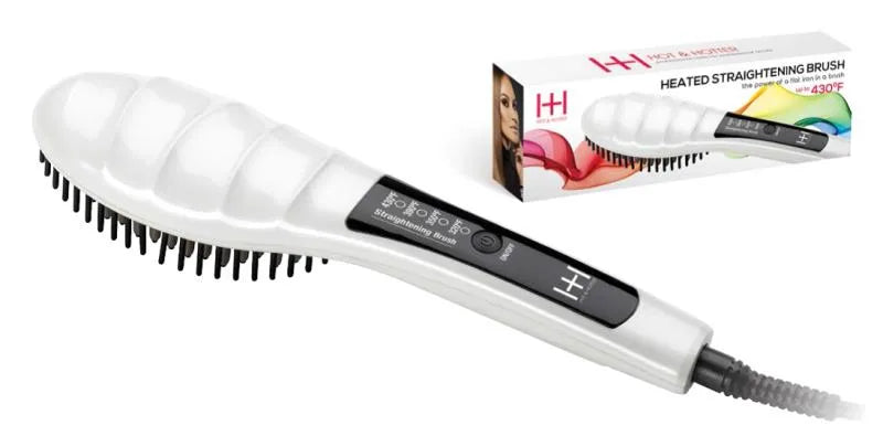 Heated Straightening Brush, White #5948 - Beauty Depot Direct